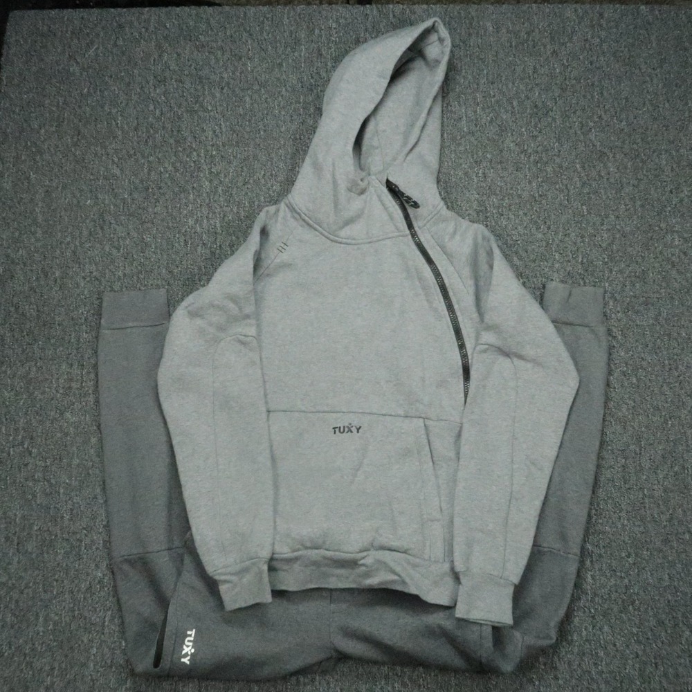 Tuxy Suit Mens Medium‎ Gray One Piece Zip Up Hoodie Sweat Jumpsuit